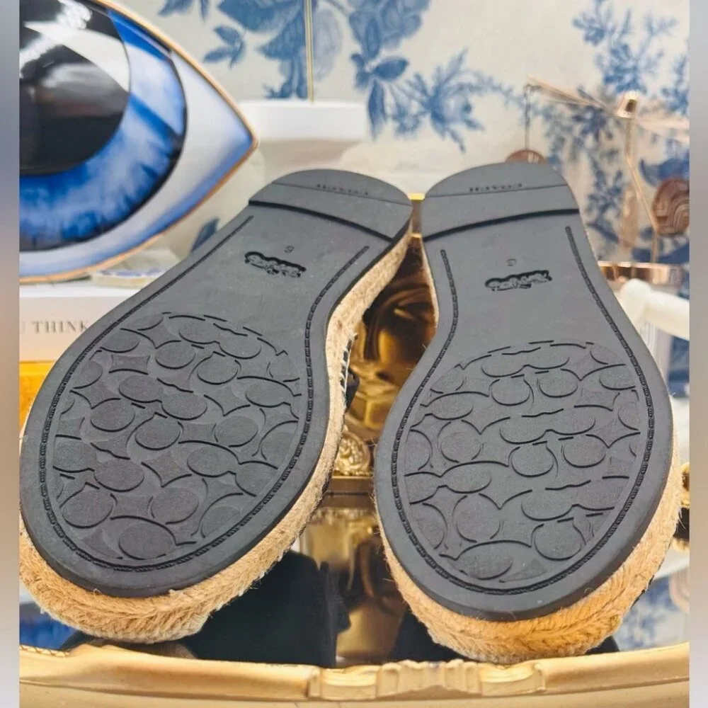 🆕 COACH 🧿 NWOT Black Suede Candice Espadrille - Size US 6